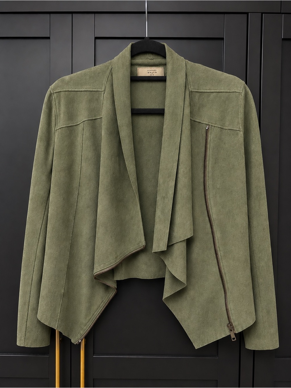 Blank NYC Olive Green Suede Draped Jacket